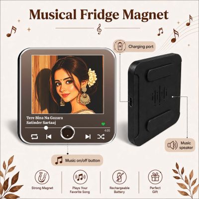 Birthday Gift for Wife Personalized Musical Fridge Magnet | Music Player Refrigerator Magnet Rechargeable Sound Magnet 1st for Wife